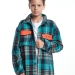 Рубашка для мальчиков Mini Maxi, модель 8009, цвет клетка/бирюзовый