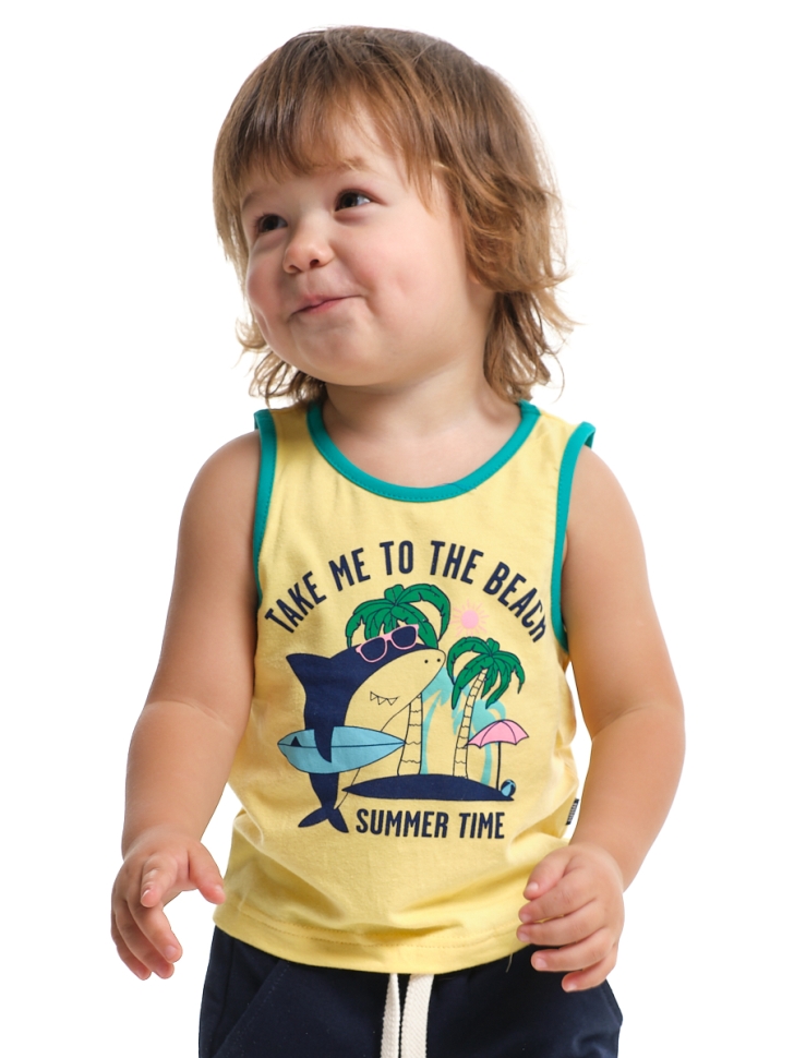 Футболка для мальчиков Mini Maxi, модель 6565, цвет желтый/зеленый - Майки для мальчиков