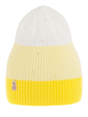 Шапка для девочки Акварель, Миалт желтый/белый, весна-осень