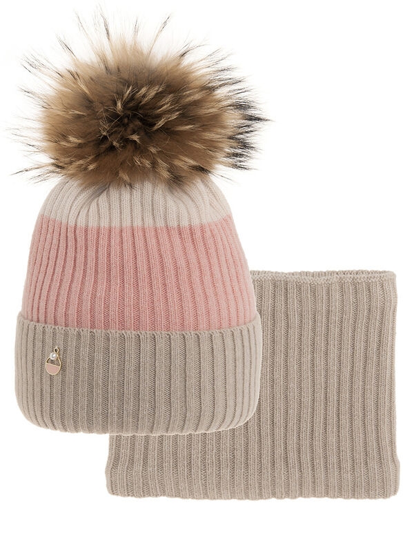 Комплект для девочки Color комплект, Миалт бежевый/светло-коралловый, зима - Комплекты: шапка и шарф