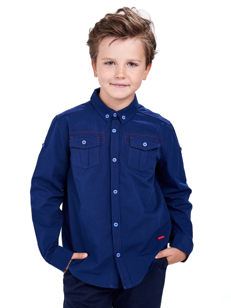 Рубашка для мальчиков Mini Maxi, модель 4544, цвет синий - Рубашки с длинным рукавом
