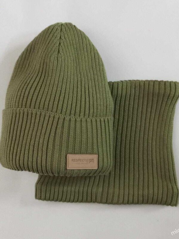 Комплект Адаптация, Миалт светлый/хаки, зима - Комплекты: шапка и шарф