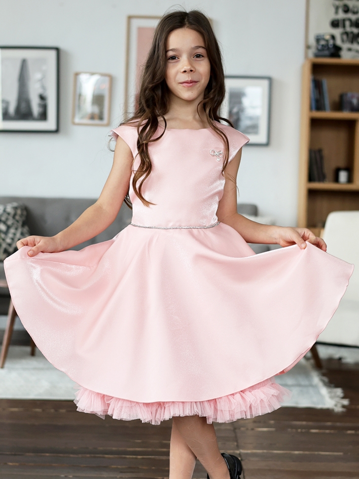 Платье для девочки БУШОН ST35, праздничное цвет пудра - Платья СТИЛЯГИ