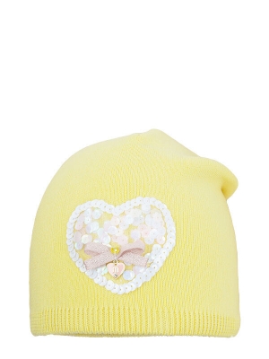 Шапка для девочки Сердцебиение, Миалт светло-желтый, весна-осень
