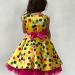 Платье для девочки нарядное БУШОН ST10, стиляги цвет желтый, малиновый пояс, принт горошек