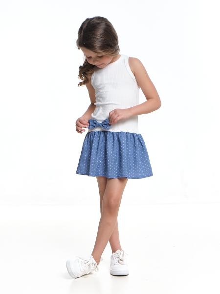 Платье для девочек Mini Maxi, модель 7183, цвет белый/синий - Платья для девочек с коротким рукавом