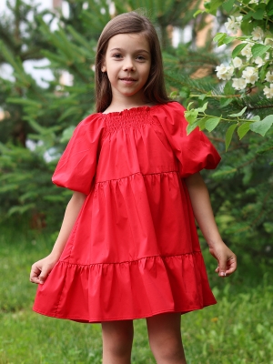 Платье для девочки хлопок БУШОН ST64, цвет красный