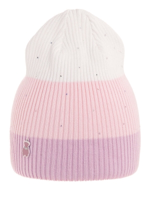 Шапка для девочки Акварель, Миалт сиренево-розовый/белый, весна-осень