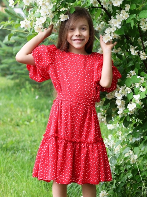 Платье для девочки нарядное БУШОН ST62, цвет красный