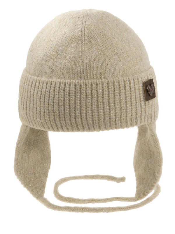 Шапка для девочки Моника new, Миалт бежевый, зима - Шапочки на завязках