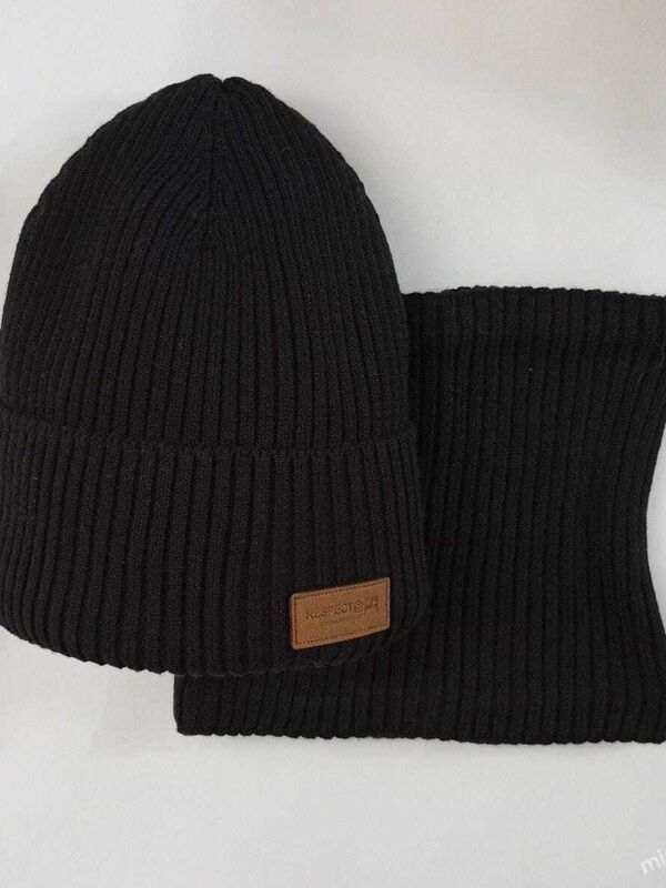 Комплект Адаптация, Миалт черный, зима - Комплекты: шапка и шарф