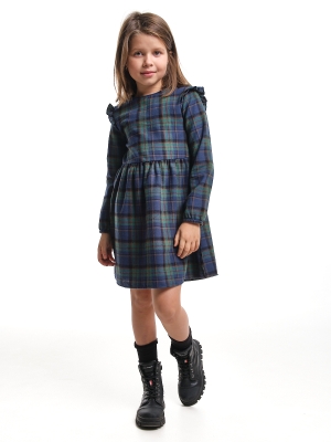 Платье для девочек Mini Maxi, модель 8050, цвет зеленый/синий/клетка