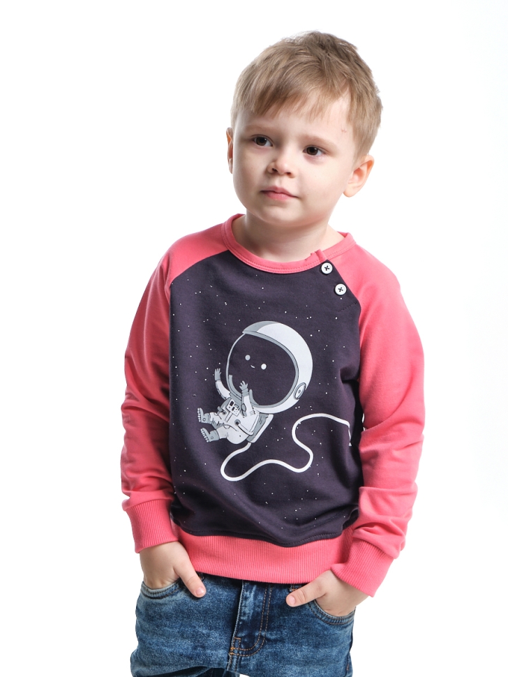 Толстовка для мальчиков Mini Maxi, модель 3552, цвет коралловый/антрацит - Свитшоты для мальчиков