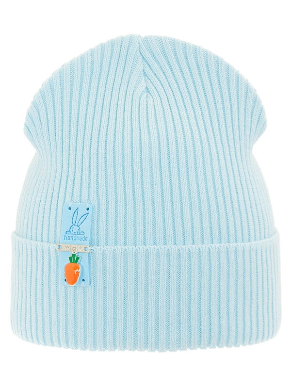 Шапка для девочки Морковка, Миалт голубой, весна-осень - Для девочек весна-осень