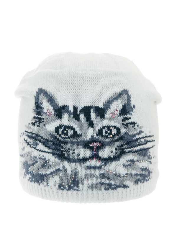 Шапка для девочки Дымок, Миалт белый/темно-серый - Для девочек весна-осень