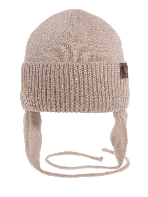 Шапка для девочки Моника new, Миалт пудровый, зима - Шапочки на завязках