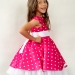 Платье для девочки нарядное БУШОН ST10, стиляги цвет ярко-розовый, белый пояс, принт горошек