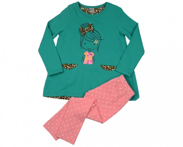 Комплект одежды для девочек Mini Maxi, модель 3837/3838, цвет бирюзовый - Комплекты летние