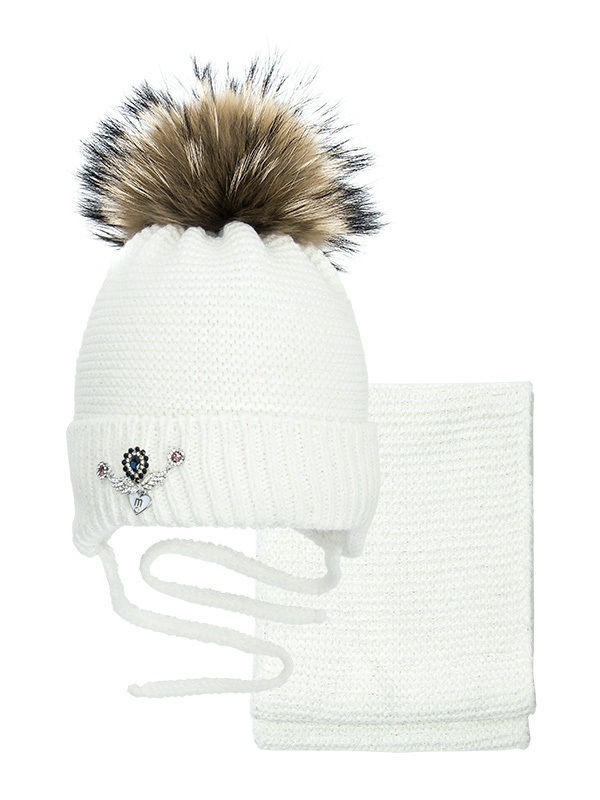 Комплект для девочки Фаберже комплект, Миалт белый - Комплекты: шапка и шарф