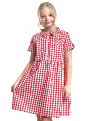 Платье для девочек Mini Maxi, модель 2684, цвет красный/клетка