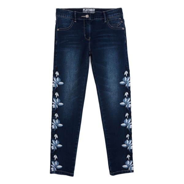 Брюки текстильные джинсовые для девочек - Джинсы для девочек