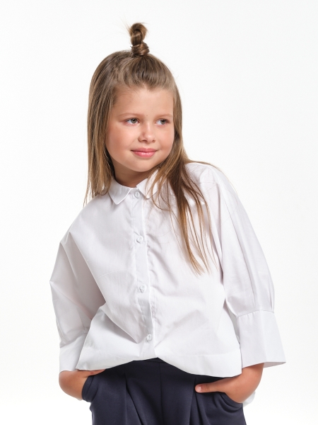 Блузка для девочек Mini Maxi, модель 7948, цвет белый - Блузки с длинным рукавом / текстиль