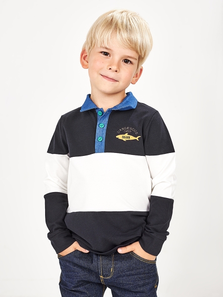Джемпер для мальчиков Mini Maxi, модель 2817, цвет белый/синий - Поло / джемпер длинный рукав