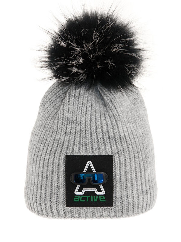 Шапка для девочки Миссия, Миалт серый/меланж, зима - Шапки с меховым помпоном