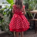 Платье для девочки нарядное БУШОН ST10, стиляги цвет красный, красный пояс, принт горошек