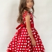 Платье для девочки нарядное БУШОН ST10, стиляги цвет красный, красный пояс, принт горошек