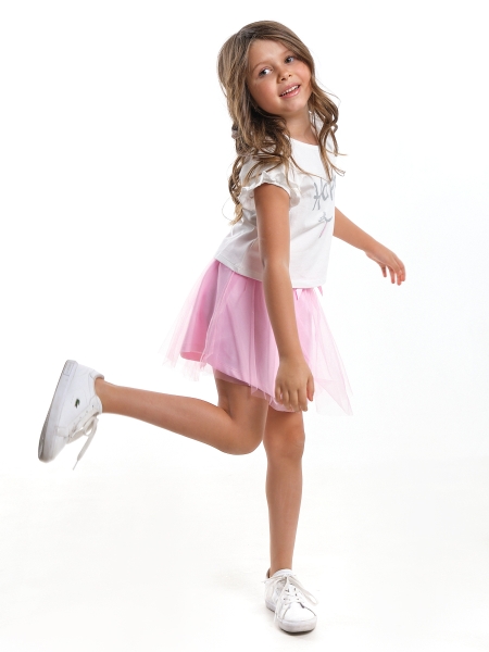 Комплект для девочек Mini Maxi, модель 3962/3963, цвет белый/розовый - Комплекты летние