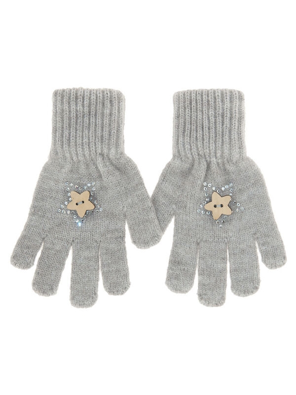 Перчатки для девочки Гермиона, Миалт серый/меланж, весна-осень - Перчатки