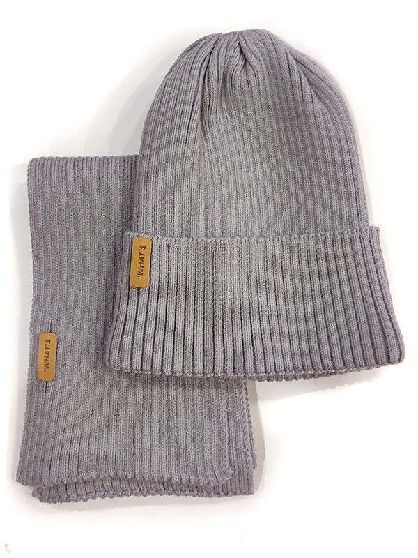 Комплект Теорема-2, Миалт серый, весна-осень - Комплект: шапочки и шарф